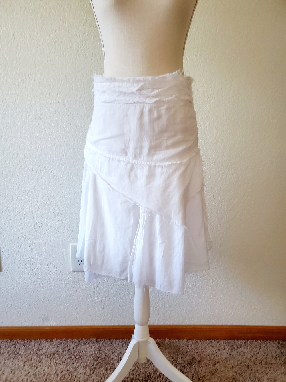 Wet Seal White Asymmetrical Layered Wrap Skirt